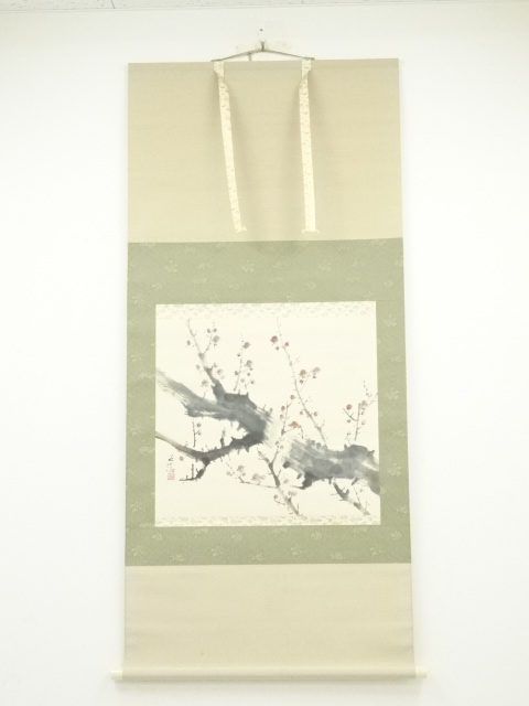 JAPANESE HANGING SCROLL / HAND PAINTED / UME BLOSSOM 